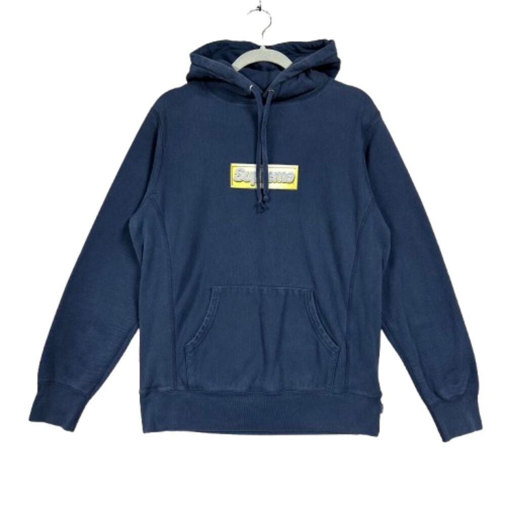 Supreme Bling Box Logo Hoodie Sz M Blue